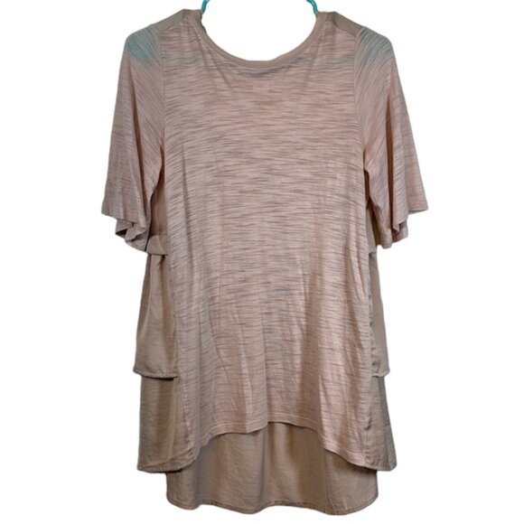 GAP Pink Blush Flowy Flounce High Low Oversize Shirt Size Small EUC #0444-LA - Picture 1 of 7